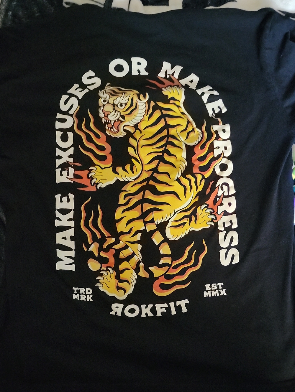 Men's Black Short-Sleeve Tee with Yellow Tiger Chest Graphic